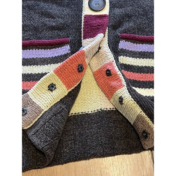 Christopher Banks Crochet Tight Knit Sweater Big Button Cardigan Size Medium - Picture 5 of 12